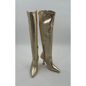 Franco Sarto Alta Gold Knee-High Pointed-Toe Boots  Heels Size 6.5